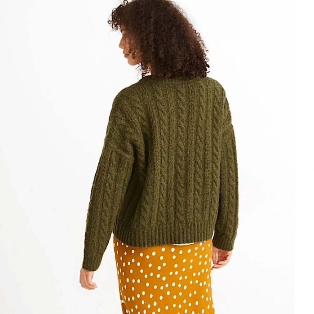 Madewell New Wool Pointelle Chunky Cable Knit Fisherman Cardigan Oversized - Picture 4 of 14